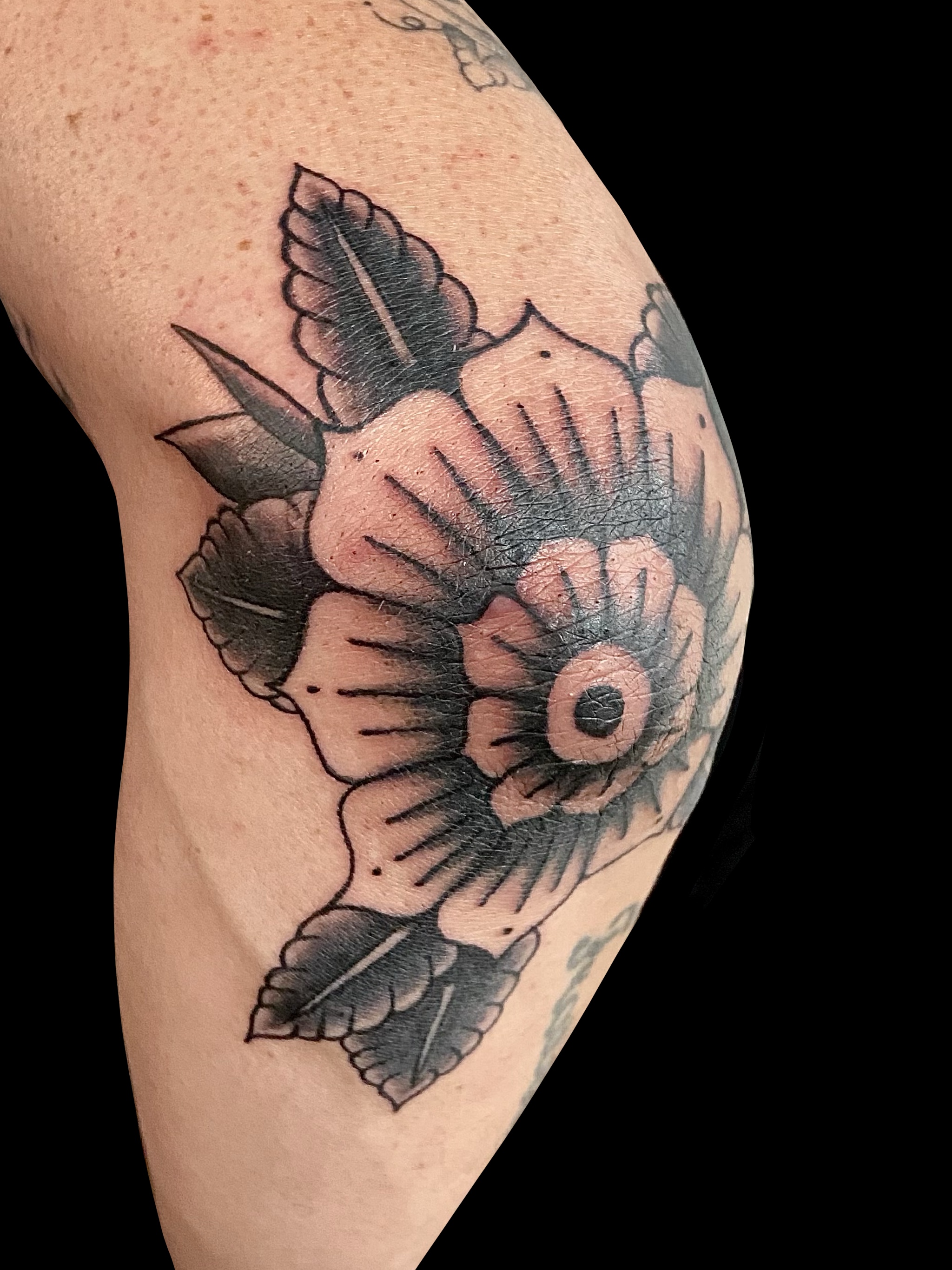 American traditional elbow tattoo by Embodiment of Ink